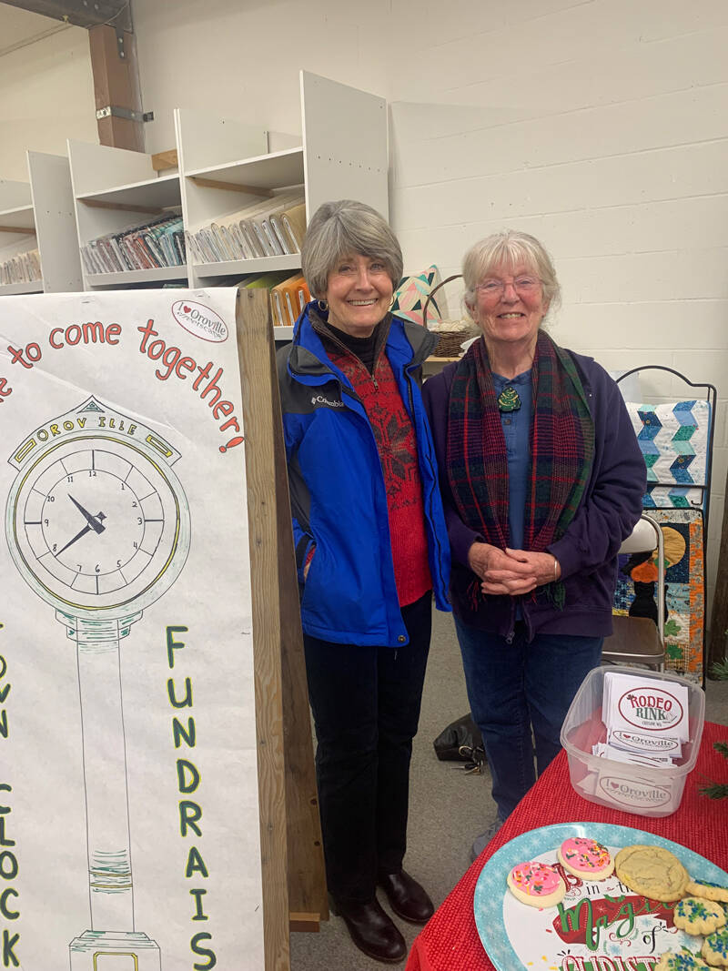 Submitted photo
Lynn Chapman and Hilary Blackler collecting donations for the town clock at the Brewstitched Holiday Market in November.