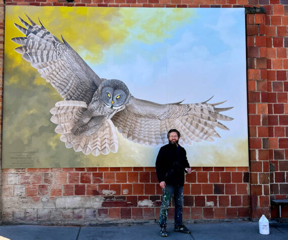 OHA mural features Great Gray Owl bursting forth