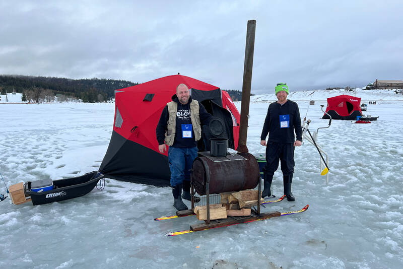 The Best Fishing Shanti prize went to the team of Brett and Bruce Pruitt with their woodstove on skis They were awarded an ice auger and a tailgate table.
Marcus Alden/submitted photo