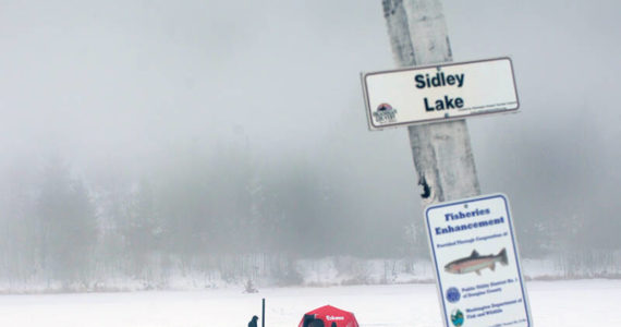 The 19th annual Northwest Ice Fishing Tournament was held at Sidley Lake near Molson Saturday, Jan. 14. Despite being slightly knocked a kilter by a snowplow, this sign seems to say it all. See more photos below.
<ins>Gary DeVon/staff photo </ins>