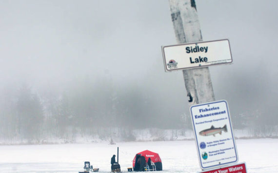 The 19th annual Northwest Ice Fishing Tournament was held at Sidley Lake near Molson Saturday, Jan. 14. Despite being slightly knocked a kilter by a snowplow, this sign seems to say it all. See more photos below.
<ins>Gary DeVon/staff photo </ins>