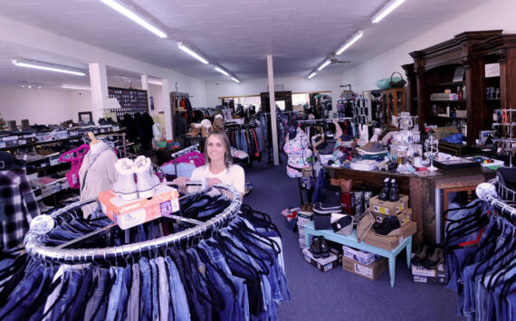Joni Wright, owner of the Wright Place located at 811 Appleway Avenue, offers brand new and gently used clothing, shoes and more.
Gary DeVon/staff photo