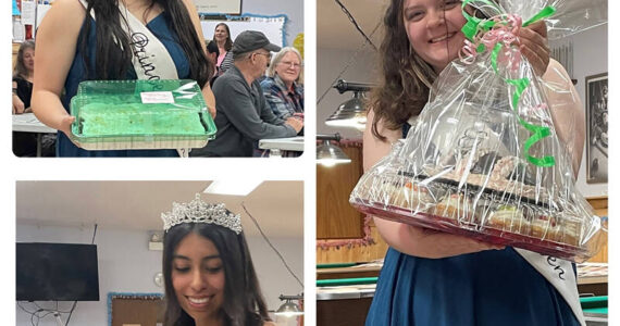 The Oroville May Festival Royalty, Queen Lauren Rawley and Princesses Aracili Esquivel and Deana Lohnes, are expressing their appreciation to everyone that came out and supported the spaghetti fundraiser and auction they put on Saturday, April 8. The are also grateful to those that donated food for the dinner and for the desserts that were auctioned. The dinner and auction brought in $1,445 to help with expenses for the parades they will be attending.
<em>Submitted photos </em>