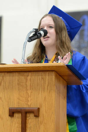 Valedictorian Madeline Ashmore addressed her class during Tonasket High School’s graduation.
