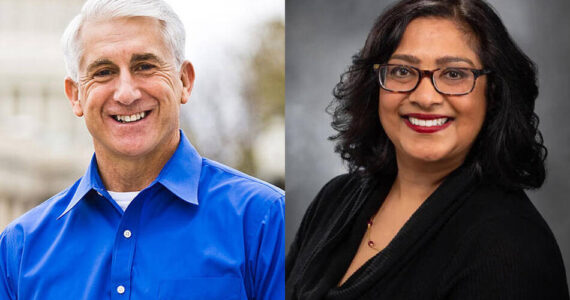 Former Republican U.S. Rep. Dave Reichert is exploring a run for governor, while former Democratic state Sen. Mona Das has announced a bid for state public lands commissioner. (Photos courtesy of the candidates)