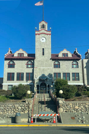 The Okanogan County Courthouse was closed last week after election officials with the auditor’s office found an unknown substance when counting ballots on Tuesday, Aug. 1 The courthouse was opened again on Monday, after a state lab determine the substance to be non-toxic. Crystal Hawley/submitted photo