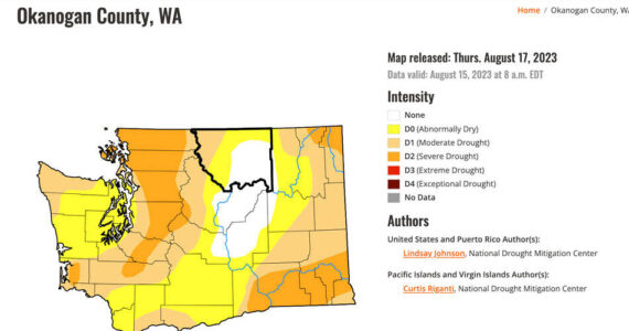 This map from the U.S. Drought Monitor shows most of Washington as either abnormally dry (yellow) or in moderate drought (orange).