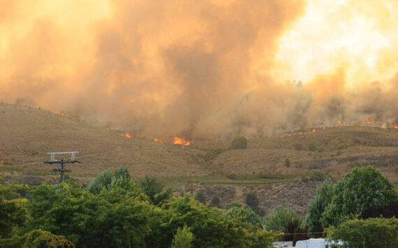Fire burns along the ridge of a hillside west of Oroville, after traveling three miles from Blue Lake Road last month. The fire eventually burned across the border into Canada.. The state Deptartment of Natural Resources has begun using remotely operated cameras around the state to scan for signs of wildfire and dispatch fire and quickly alert authorities to respond. Gary DeVon/GT File Photo