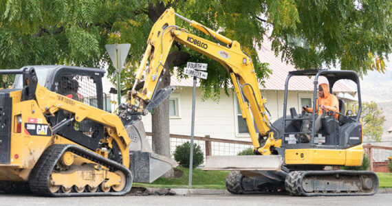 Work began on the Safer Route to School project in Tonasket on Monday, Sept. 25. The project includes a new sidewalk on the south side of Fourth Street. Laura Knowlton/staff photo.