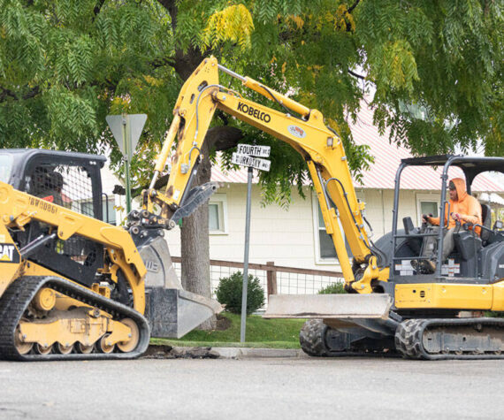 Work began on the Safer Route to School project in Tonasket on Monday, Sept. 25. The project includes a new sidewalk on the south side of Fourth Street. Laura Knowlton/staff photo.