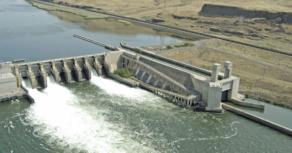 KEVIN WINGERT | BONNEVILLE POWER ADMINISTRATION The Lower Monumental Dam on the lower Snake River near Kahlotus is one of four lower Snake hydroelectric dams in the Federal Columbia River Power System.
The Lower Monumental Dam on the lower Snake River near Kahlotus is one of four lower Snake hydroelectric dams in the Federal Columbia River Power System. Kevin Wingert/BPA photo