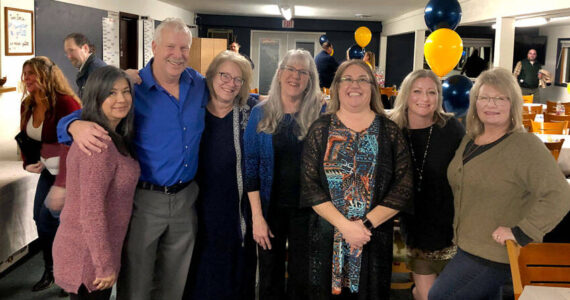 The 2024 Oroville Chamber of Commerce slate of officers was announced at the officer installation and awards banquet on Saturday, Jan. 27 at the Oroville Golf Club. The banquet was also a celebration of the group’s first “birthday” after it was reorganized last year. They are l-r Laura Curdie, secretary; Rocky DeVon, president; Marlene Barker, board member; Peggy Shaw, vice president; Shelly Roberts, treasurer; Angela Larson, volunteer and Traci Neal, board member. Not pictured is board member Jeff Bunnell. Gary DeVon/staff photos