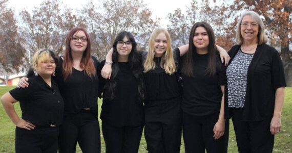 The Oroville Choir team, from left: Amara Hayworth, Anna Quezada, Gracy McNeil, Deana Lohnes, Lydia Thompson, and Choir Director Valerie Coolidge. Bryan Zeski photos