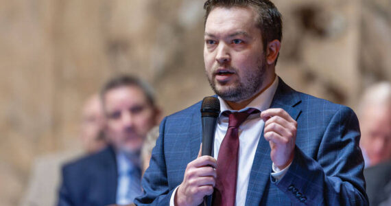 Prime Sponsor of HB2037 Rep. Travis Couture, R-Allyn, speaks on the House floor. Photo courtesy of Washington State House Republicans.