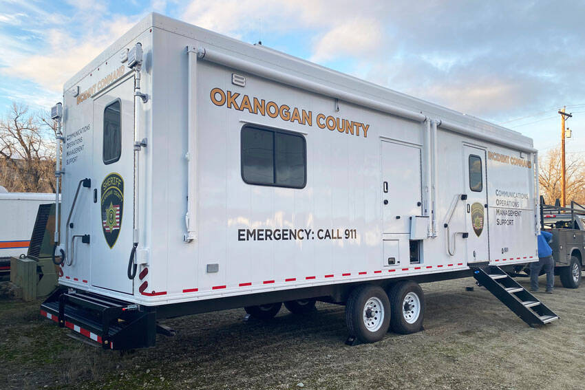 The Okanogan County Sheriff’s Office’s newly completed Mobile Command Vehicle/Trailer. The command trailer’s purpose is to support county agencies and entities (city, county, fire, EMS and other special purpose districts) in the county during unusual or disaster events. OCSO photo