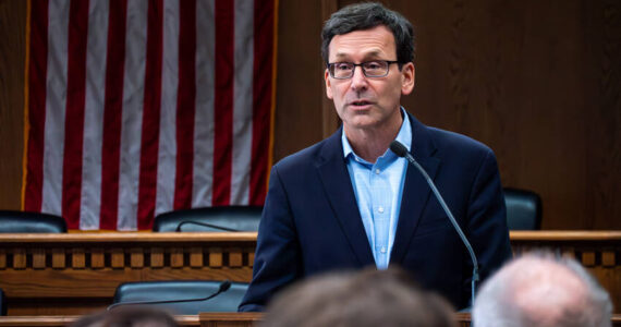Gov.-elect Bob Ferguson speaks during the 2025 legislative preview in Olympia on Jan.9. Ferguson replaces Jay Inslee who served for 12 years. Photo by Juan Jocom