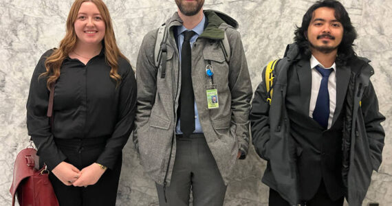 Interns from the Washington State Newspaper Publishers Association (WNPA) will be filing articles from the Washington State Legislature. for the Washington State Journal. They are: Mary Feusner, Taylor Richmond and Juan Jocom. WNPA photo