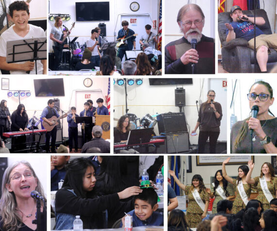 The Oroville Scholarship Foundation and Oroville Music Department’s 17h Annual Variety Show and Auction featured, l-r, top row, Cash Duarte and The Broken Strings Band, Robert Grunert, auctioneer Boone McKinney, middle row, Miniesterios Liamada Final, Jody Evans and Ada Denison, bottom row, Ashley Vowels, St. Patrick’s Day decorations, including little hats, May Festival Royalty. Not pictured We Totally Graduated Band, Hailey Freeman, Bella Feeman and Tasha and the Clientelle. Gary De Von/staff photos