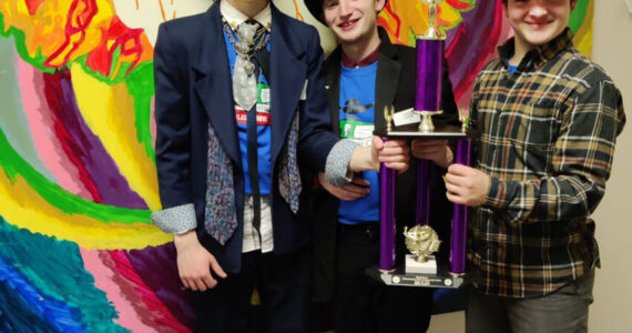 The Tonasket High School Knowledge Bowl team placed second in the State competition held at Wenatchee High School on March 22. A total of 93 teams from all sized schools from throughout the state participated in the competition. Susan McCue Knowledge Bowl Coach most teams had six members so they could sub in and out. “Our small three man team stayed the course and placed first in their division, qualifying them for the championship rounds. After a grueling five hours in the morning, they took a short break and returned for two more hours in which they took second place. This is unprecedented. It was a pleasure to watch all the brilliant students from all over Washington compete at the highest intellectual level. An amazing collection of minds.” said McCue. TSD/submitted photo
