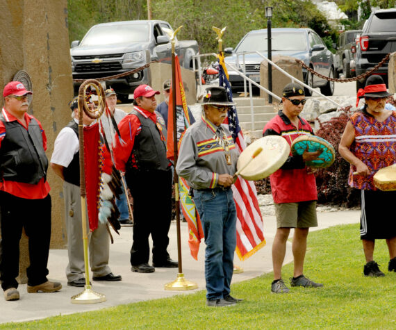 Members of the Colville Confederated Tribes participate in the dedication of the Vietnam War Veterans Memorial Highway (SR20) at the Armed Forces Legacy Memorial in Tonasket in May of 2023. Gary De Von/GT file photo