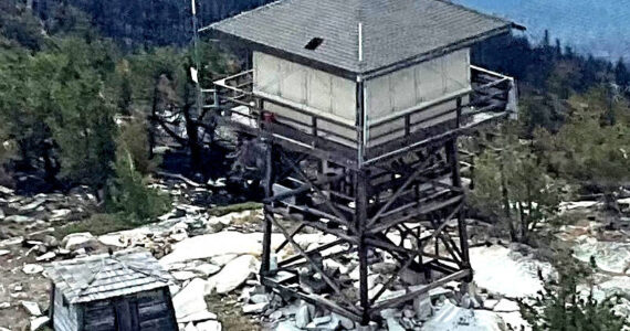 Mt. Bonaparte Fire Lookout, part of the original structure can be seen at the base. Submitted photos