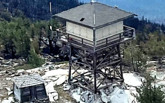 Mt. Bonaparte Fire Lookout, part of the original structure can be seen at the base. Submitted photos