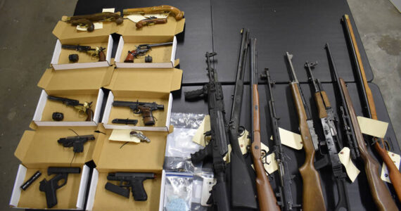 The NCW Narcotics Task Force often finds more than drugs when serving a search warrant. These 25 firearms were seized when a search warrant was served at a residence on Jennings Loop Rd. in Oroville in May of 2023. NCWNTF photos