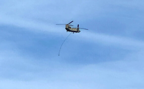 The Washington Air National Guard and U.S. Border Patrol conducted training exercises using Oroville’s Dorothy Scott International Airport last week. The use of the airport was approved by the council at their June 3 meeting. The WAARNG CH-47 Chinook twin-rotor helicopters could be seen flying around the blue skies of Oroville last Thursday. Gary De Von/staff photo