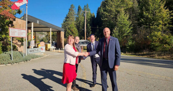 State Reps. Hunter Abell, R-Inchelium and Andrew Engell, R-Colville, from Washingtons 7th Legislative District, met with Members of the Legislative Assembly (MLAs) Brittny Anderson and Steve Morissette at the Frontier-Patterson border crossing. Submitted photo
