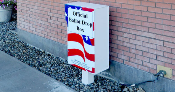 Okanogan County Ballot Box outside the Oroville Police Department. Gary De Von/GT file photo