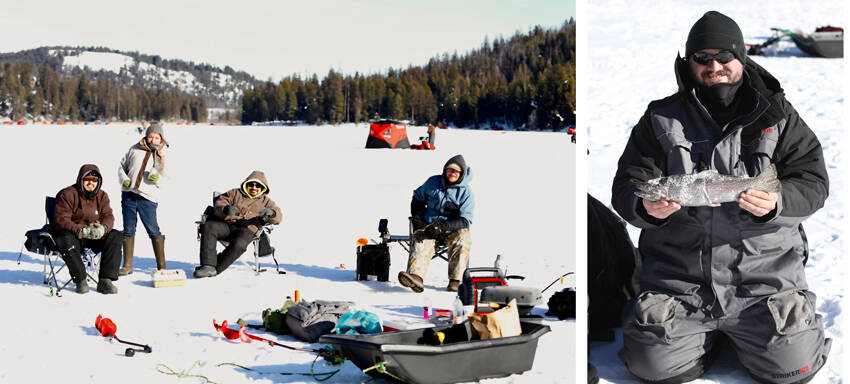 Participants last year at the third annual Bonaparte Lake Ice Fishing Derby participants enjoyed sunny skies and excellent ice conditions. The event drew in 320 anglers, making it the largest ice fishing tournament in Washington. Laura Knowlton/GT file photo