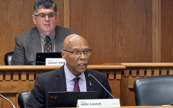 Sen. John Lovick, D-Mill Creek, speaks in support of Senate Bill 5974 during a public hearing Jan. 15. Lovick is the prime sponsor of the bill. Cassie Diamond/WNPA Intern