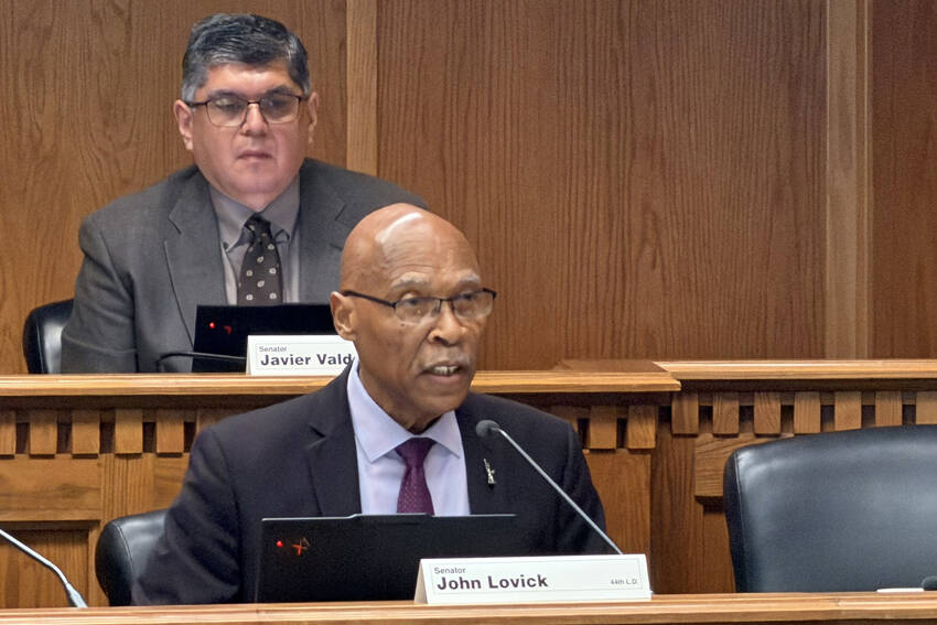 Sen. John Lovick, D-Mill Creek, speaks in support of Senate Bill 5974 during a public hearing Jan. 15. Lovick is the prime sponsor of the bill. Cassie Diamond/WNPA Intern