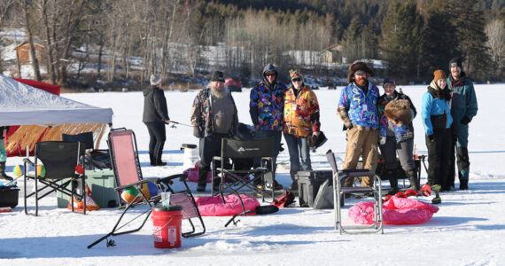 Andy Gasho and his show-stopping crew won the best shanty award, featuring a Hawaiian-themed setup, with fishermen in Hawaiian shirts. Laura Knowlton/staff photo