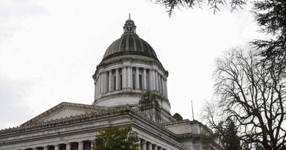 The Washington State Capitol in Olympia seen on a cloudy afternoon in February.