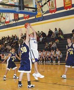 Photos by Terry MillsTonasket’s Grant Leavell takes a shot during the game.