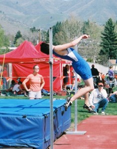 Photo by Bob ThorntonTonasket athlete Jacob Longmire won the high jump in Cashmere April 12, jumping five feet, eight inches.