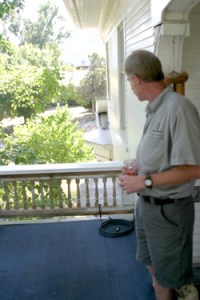 Photo by Gary DeVon&amp;nbsp;&amp;nbsp;&amp;nbsp; Bill Nicholson on the balcony of his 100 year-old house on 16th Ave in Oroville. Nicholson has been refurbishing his home for 21 years. He and his wife Jessica hosted peopl