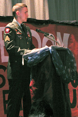 Photo by Emily Hanson            Sgt. Josh Evans, a 2004 Tonaske