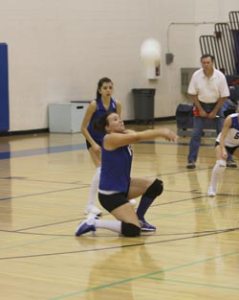 Tonasket senior April Webber dug deep to return the ball to Chelan during Tonasket’s home loss on Tuesday, Sept. 22.Photo by Terry Mills