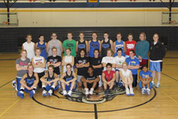 The Tonasket High School 2009-2010 girls’ varsity and junior varsity basketball teams. In the front row from left to right are: Michelle Carlson, Taylor Ayers, Karen Keeton, Ameerah Cholmondeley, Lidia Yaussy Albright, Karlie Henneman and Raven Goudeau.