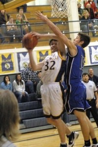 Blaine Wagner, a senior on the Oroville Hornets, scored 12 points against the Soap Lake Eagles last Saturday. He led the Hornets in rebounds with 11 for the night.