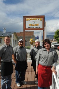 The crew at the Hornets Nest (L-R) Matt Sharpe, Alex Carranza, Scott Baugher and America Perez. Photo by Gary DeVon