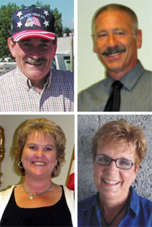 Clockwise from top left: Commissioner candidate Jim Detro, sheriff candidate Frank Rogers, clerk candidate Charleen Groomes and treasurer candidate Leah McCormack.