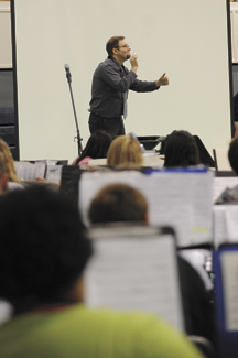 A big part of Jeff Sandberg Jr's job with a band this size was to keep the kids focused and their attention on his conducting.