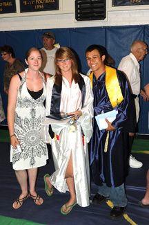 Graduate Katy Smith and her  sister Tracy and graduate Nick Perez. Photo by  Gary DeVon