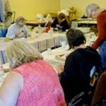 A glass mosaic class in session in 2019. The classes, closed earlier in the year due to COVID-19, will soon start back up at the Art on the Line Art Center in Oroville.