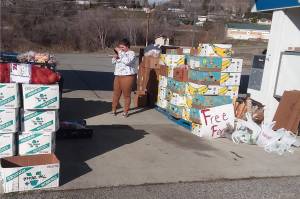 Submitted photo
Oroville has been added to the towns receiving a monthly free food distribution. The first event was on Thursday, March 25 at the unoccupied McDonalds/gas station made available at no cost by the owner, Surjit Singh. Lighthouse Ministries, of Wenatchee, delivered the donated food. The Oroville Chamber of Commerce helped to organize the distribution and is looking for volunteers to help with the next event scheduled in April, as well as donations to help cover things like transportation costs.