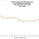 Source: WDRL
This chart shows that the number of positive tests for COVID-19 were on a decline throughout October, with just a few incidents of the numbers climbing only to resume moving downward.