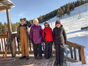 Submitted photo
Last Saturday, first-time skiers Noah Harrell, Madison Fox, Gunnar Harrell and Nataley Harrell were excited to try something new on the hills of Sitzmark.